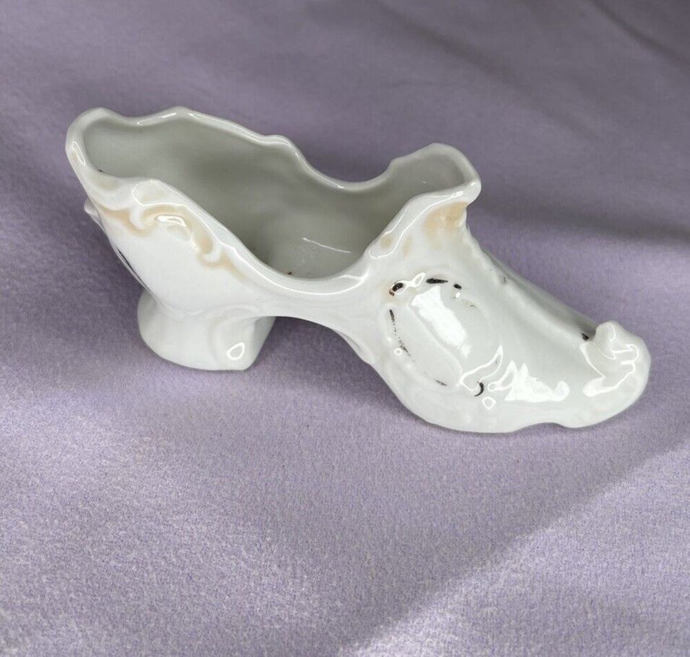 Vintage Cream and Gold Shoe Slipper Porcelain
